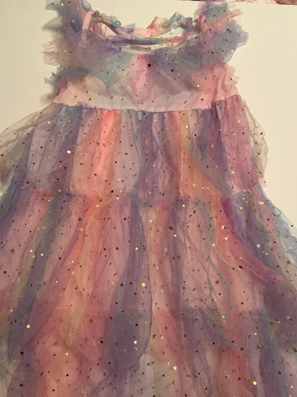 BNWOT Girls' Pastel Rainbow Layered Tulle Dress